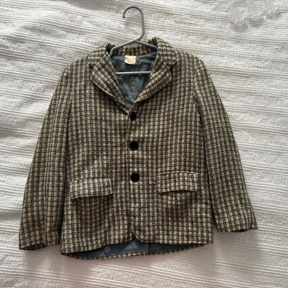 Vintage Women’s Preppy Wool Blend Plaid Button Down Blazer Size 7 Grandpacore